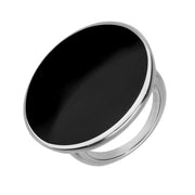 9ct White Gold Whitby Jet Round Ring, R652