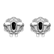 9ct White Gold Whitby Jet Sheep Stud Earrings, E2530.