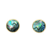 9ct Yellow Gold Abalone 4mm Classic Small Round Stud Earrings, E001.