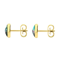 9ct Yellow Gold Abalone 6mm Classic Medium Round Stud Earrings, E003.