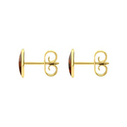 9ct Yellow Gold Amber 8 x 6mm Classic Medium Oval Stud Earrings, E006.