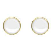 9ct Yellow Gold Bauxite 8mm Classic Large Round Stud Earrings, E004.