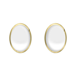 9ct Yellow Gold Bauxite 8 x 6mm Classic Medium Oval Stud Earrings, E006.