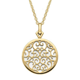 9ct Yellow Gold Bauxite Flore Filigree Necklace P2339C