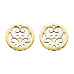 9ct Yellow Gold Bauxite Flore Filigree Stud Earrings, E1782