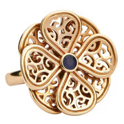 9ct Yellow Gold Blue Goldstone Flore Eight Petal Flower Ring R808
