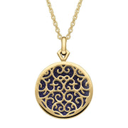 9ct Yellow Gold Blue Goldstone Flore Filigree Necklace P2339C
