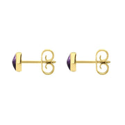 9ct Yellow Gold Blue John 5mm Classic Small Round Stud Earrings. E002.