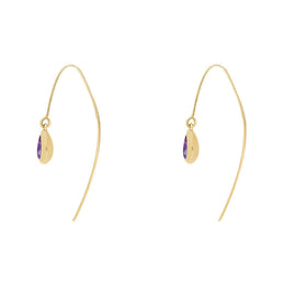 9ct Yellow Gold Blue John Fleur De Lis Disc Drop Earrings, E1373.