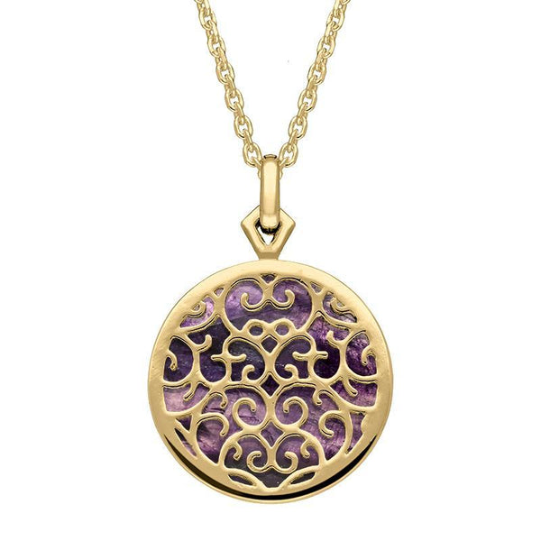 9ct Yellow Gold Blue John Flore Filigree Necklace P2339C