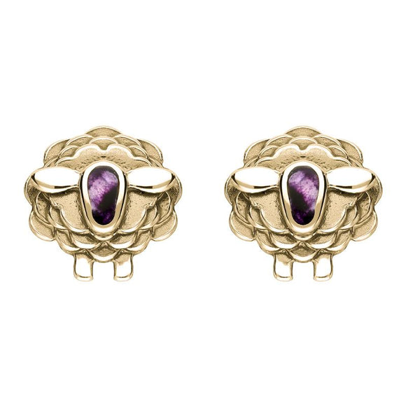 9ct Yellow Gold Blue John Sheep Two Piece Set, S205