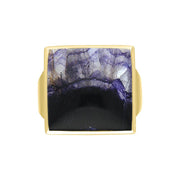 9ct Yellow Gold Blue John Small Square Ring, R603_3