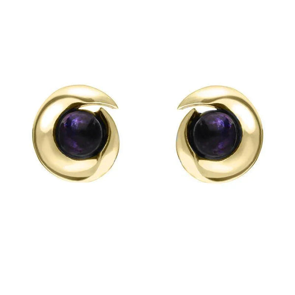 00121292 9ct Yellow Gold Blue John Spiral Stud Earrings, E1913.