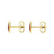 9ct Yellow Gold Carnelian 7 x 5mm Classic Small Oval Stud Earrings, E005.
