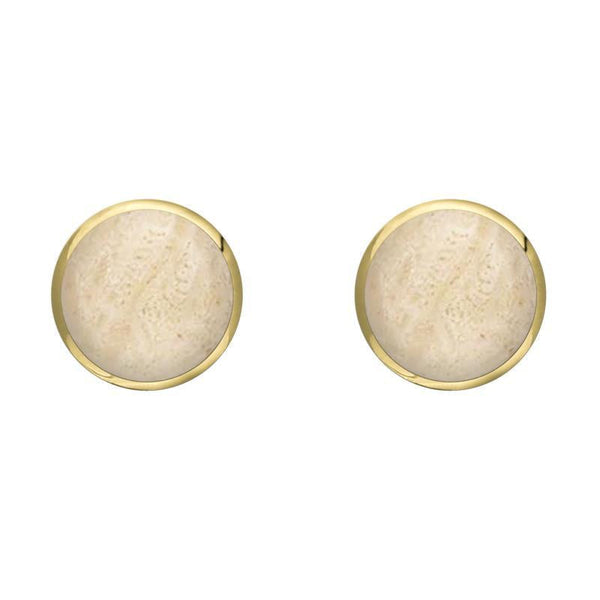 9ct Yellow Gold Coquina 6mm Classic Medium Round Stud Earrings, E003.