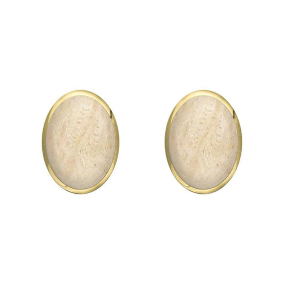 9ct Yellow Gold Coquina 7 x 5mm Classic Small Oval Stud Earrings, E005.