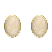 9ct Yellow Gold Coquina 8 x 10mm Classic Large Oval Stud Earrings, E007.