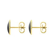 9ct Yellow Gold Hematite 8 x 10mm Classic Large Oval Stud Earrings, E007.
