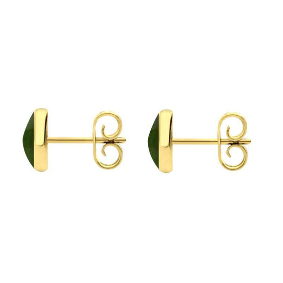 9ct Yellow Gold Jade 6mm Classic Medium Round Stud Earrings, E003.