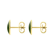 9ct Yellow Gold Jade 8 x 10mm Classic Large Oval Stud Earrings, E007.