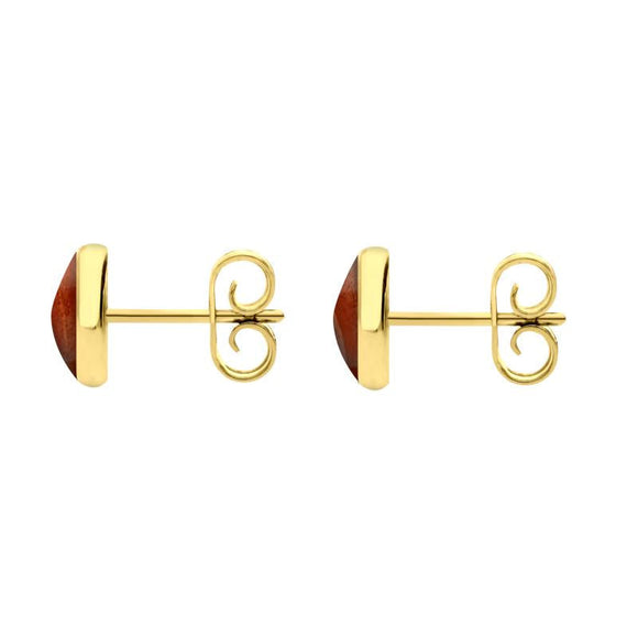 9ct Yellow Gold Jasper 6mm Classic Medium Round Stud Earrings, E003.