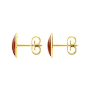 9ct Yellow Gold Jasper 8 x 10mm Classic Large Oval Stud Earrings, E007.