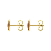 9ct Yellow Gold Jasper 8 x 6mm Classic Medium Oval Stud Earrings, E006.