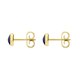 9ct Yellow Gold Lapis Lazuli 5mm Classic Small Round Stud Earrings, E002.