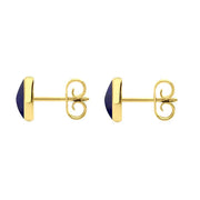 9ct Yellow Gold Lapis Lazuli 6mm Classic Medium Round Stud Earrings, E003.