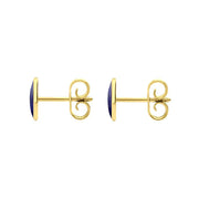 9ct Yellow Gold Lapis Lazuli 7 x 5mm Classic Small Oval Stud Earrings, E005.