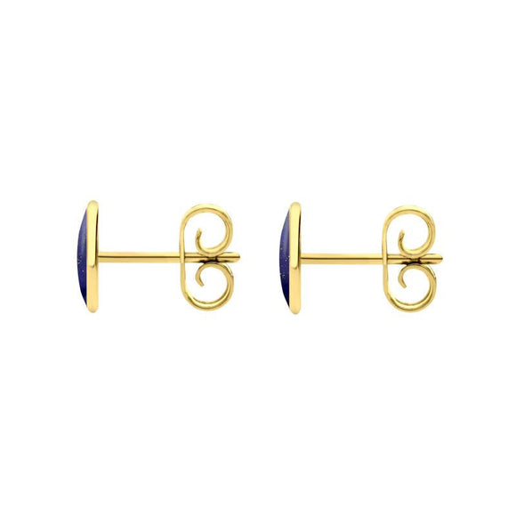 9ct Yellow Gold Lapis Lazuli 7 x 5mm Classic Small Oval Stud Earrings, E005.