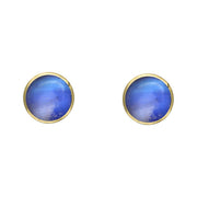 9ct Yellow Gold Moonstone 4mm Classic Small Round Stud Earrings, E001.