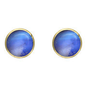 9ct Yellow Gold Moonstone 8mm Classic Large Round Stud Earrings, e004.