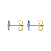 9ct Yellow Gold Moonstone 8 x 6mm Classic Medium Oval Stud Earrings, E006.