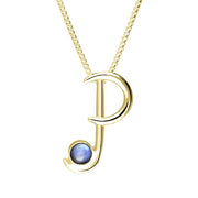 9ct Yellow Gold Moonstone Love Letters Initial P Necklace, P3463C.