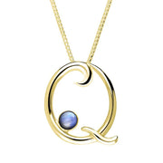9ct Yellow Gold Moonstone Love Letters Initial Q Necklace, P3464C.