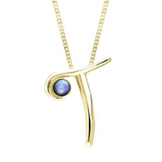 9ct Yellow Gold Moonstone Love Letters Initial T Necklace, P3467C.