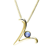 9ct Yellow Gold Moonstone Love Letters Initial V Necklace, P3469C.