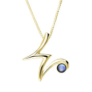 9ct Yellow Gold Moonstone Love Letters Initial W Necklace, P3470C.
