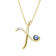 9ct Yellow Gold Moonstone Love Letters Initial X Necklace, P3471C.