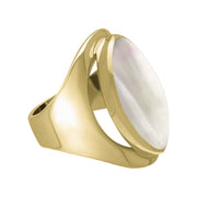 9ct Yellow Gold Mother of Pearl Medium Oval Ring. R012.