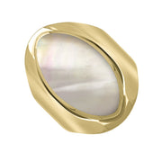 9ct Yellow Gold Mother of Pearl Medium Oval Ring. R012.