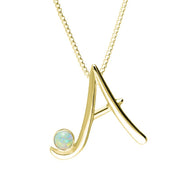 9ct Yellow Gold Opal Love Letters Initial A Necklace, P3448.