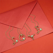 9ct Yellow Gold Opal Love Letters Initial C Necklace, P3450.