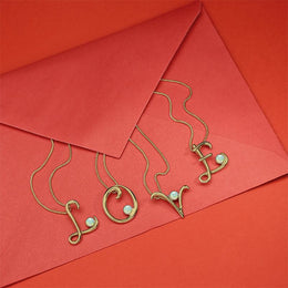 9ct Yellow Gold Opal Love Letters Initial Q Necklace, P3464.