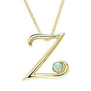 9ct Yellow Gold Opal Love Letters Initial Z Necklace, P3473.