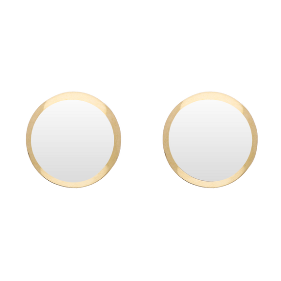 9ct Yellow Gold Sterling Silver Bauxite Stepping Stones Round Stud Earrings E1292
