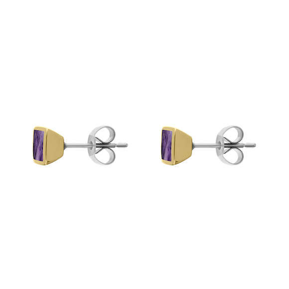 9ct Yellow Gold Sterling Silver Blue John Stepping Stones Square Stud Earrings E1295_2