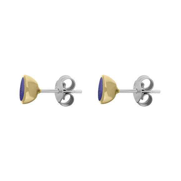 9ct Yellow Gold Sterling Silver Lapis Lazuli Stepping Stones Round Stud Earrings E1292_2