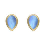 9ct Yellow Gold Sterling Silver Moonstone Stepping Stones Pear Stud Earrings E1294
